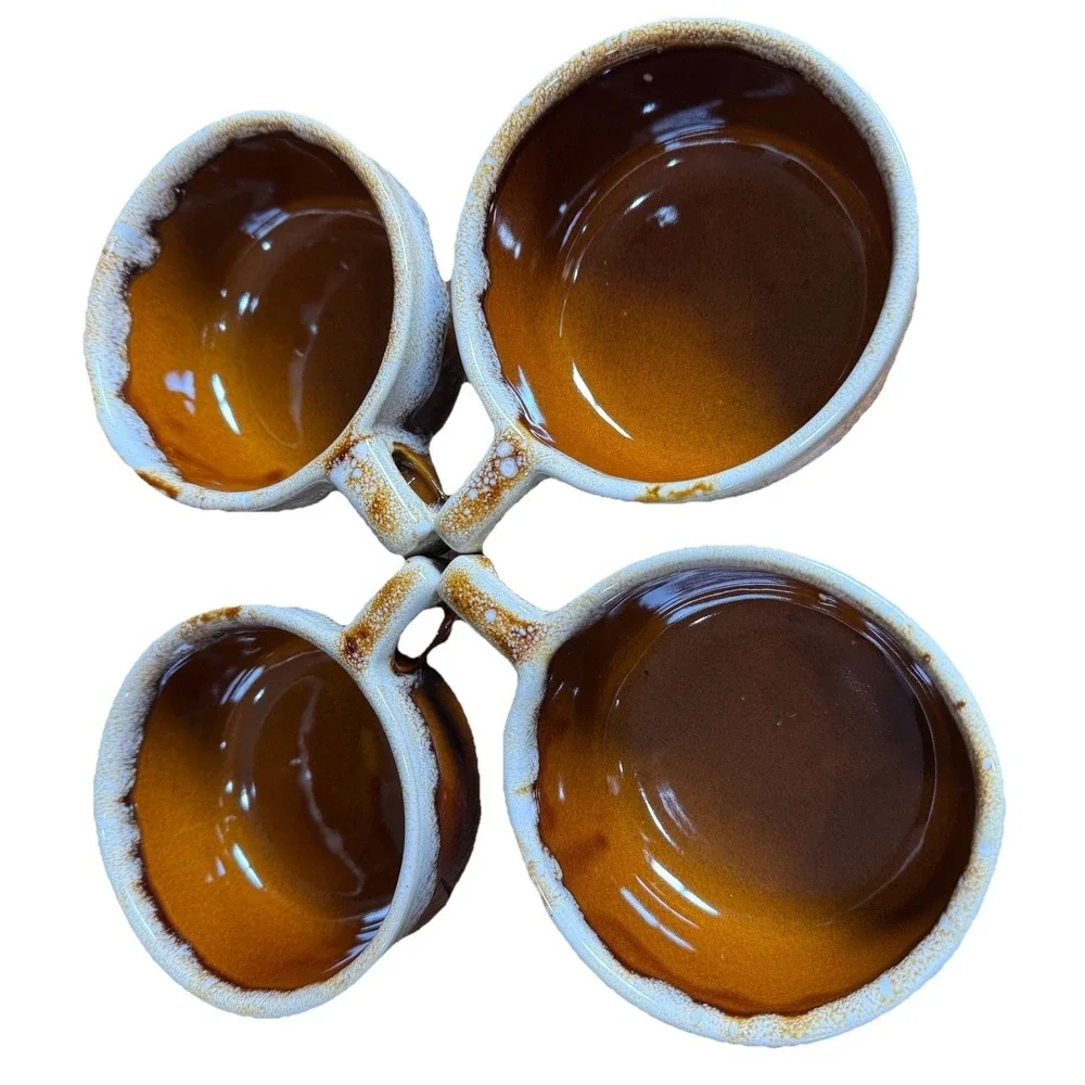 Monmouth Western Stoneware Brown Drip Pottery‎ Soup Chili Bowl Mugs Set of 4 VTG